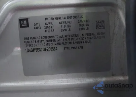 2013 Buick Lacrosse Premium 2 Group из США, поврежденный, VIN 1G4GH5E37DF280554